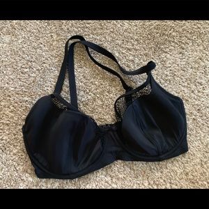 Black mesh instert underwire bikini top